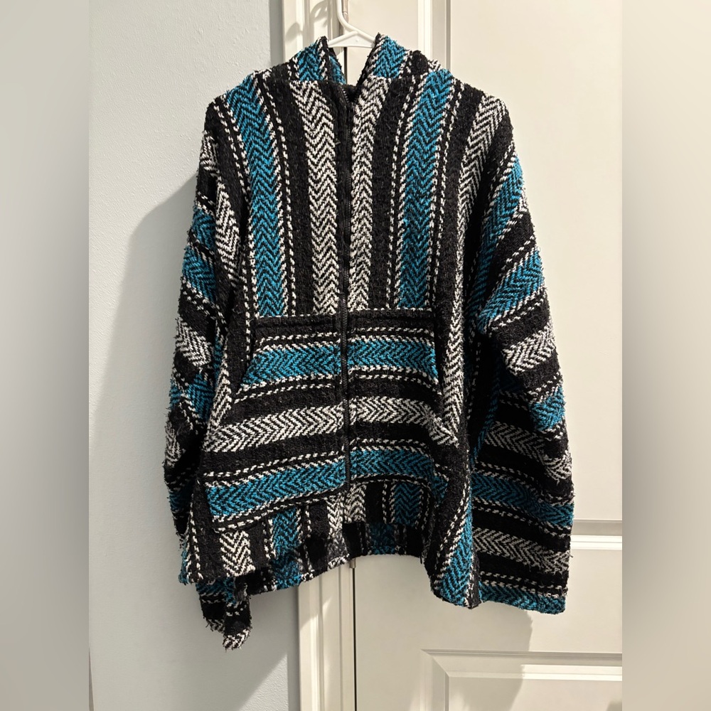 Striped Black and Blue Men’s Jacket | Baja Joe